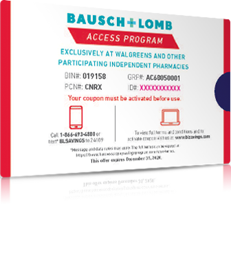 Bausch + Lomb Access Program prescription copay offer